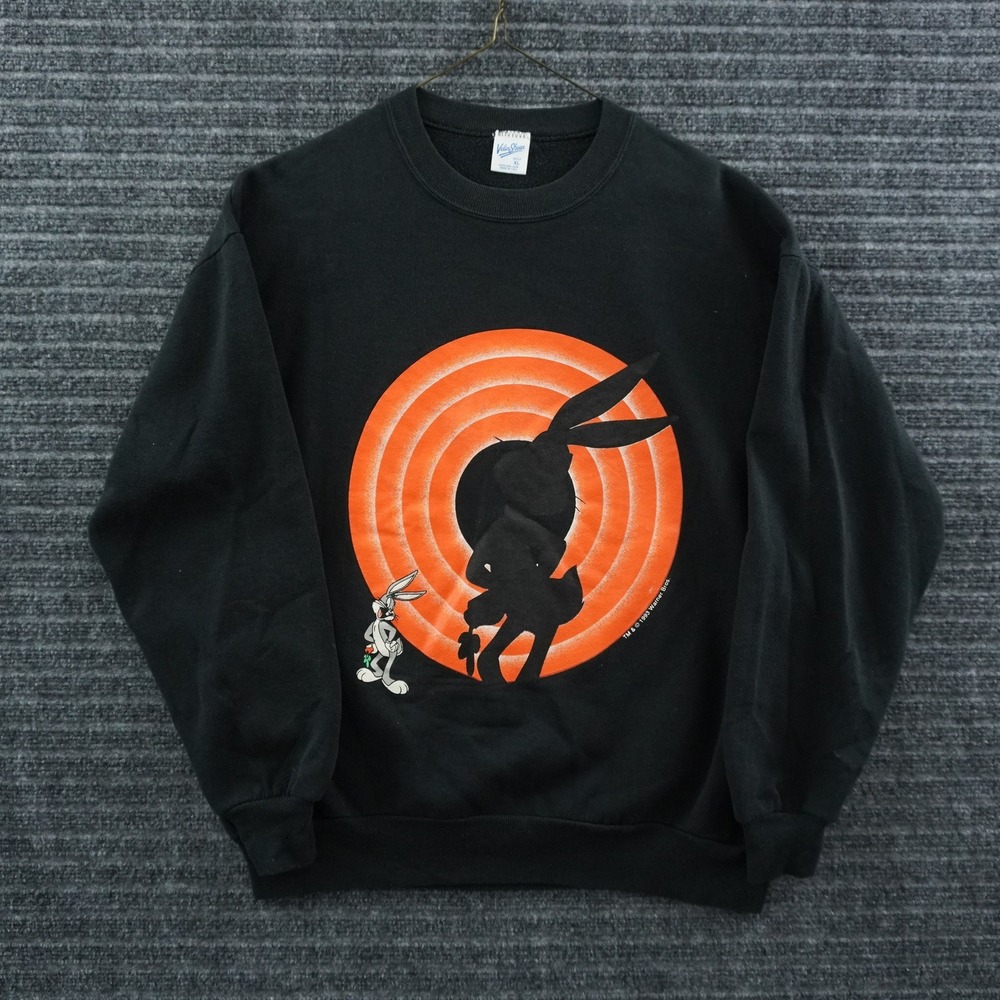 Velva Sheen Looney Tunes Sweatshirt Mens XL Black Vintage 1993 Bugs Bunny